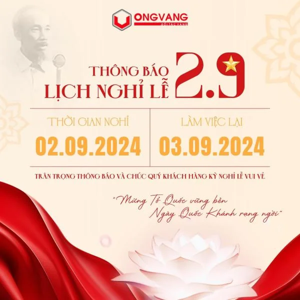 Thông báo nghỉ Lễ Quốc khánh 02/9/2024