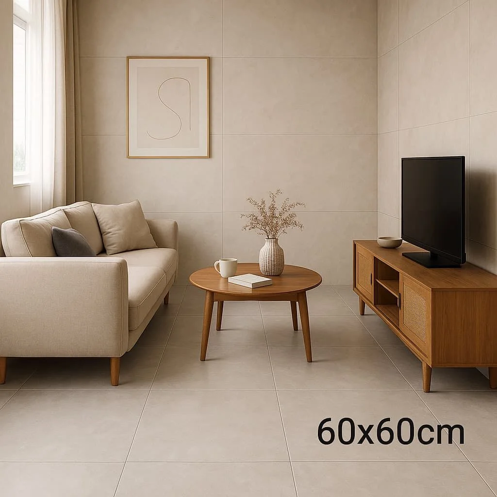 Gạch kích thước 60x60cm ốp phòng khách