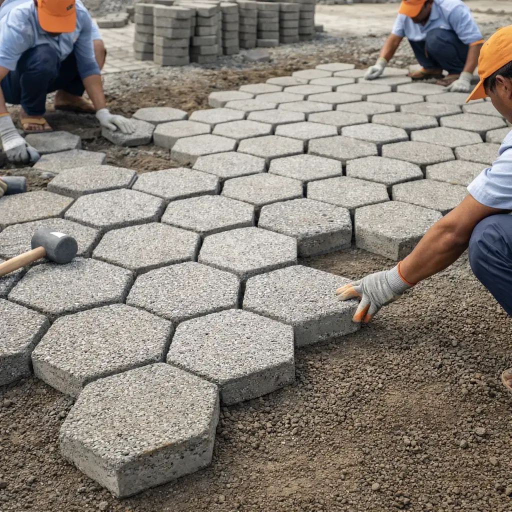 Thi công gạch tự chèn Secoin