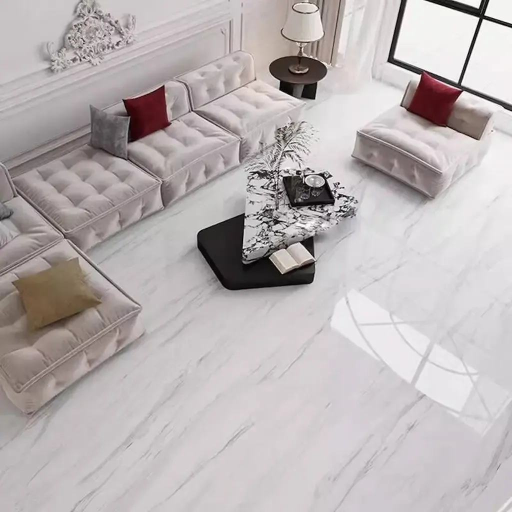 Gạch khổ lớn vân đá ốp phòng khách