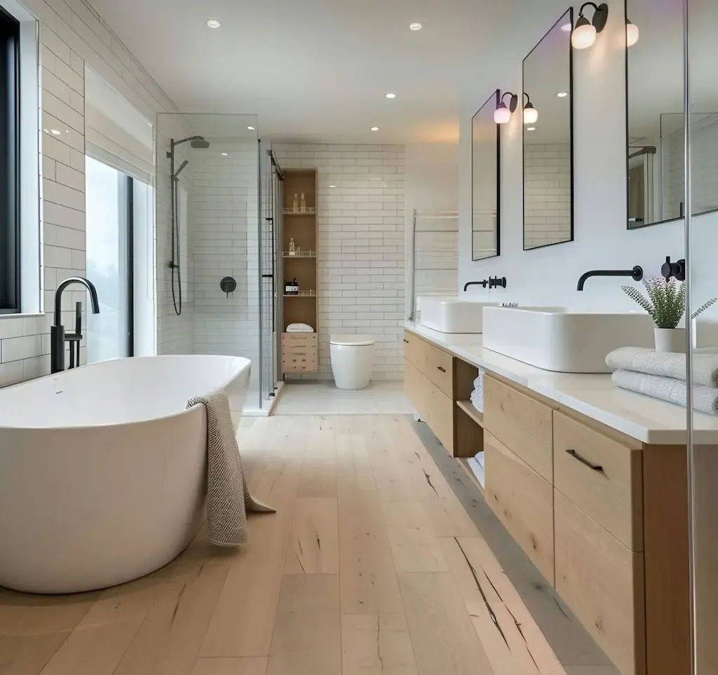 Gạch Prime vân gỗ lát nền phòng tắm