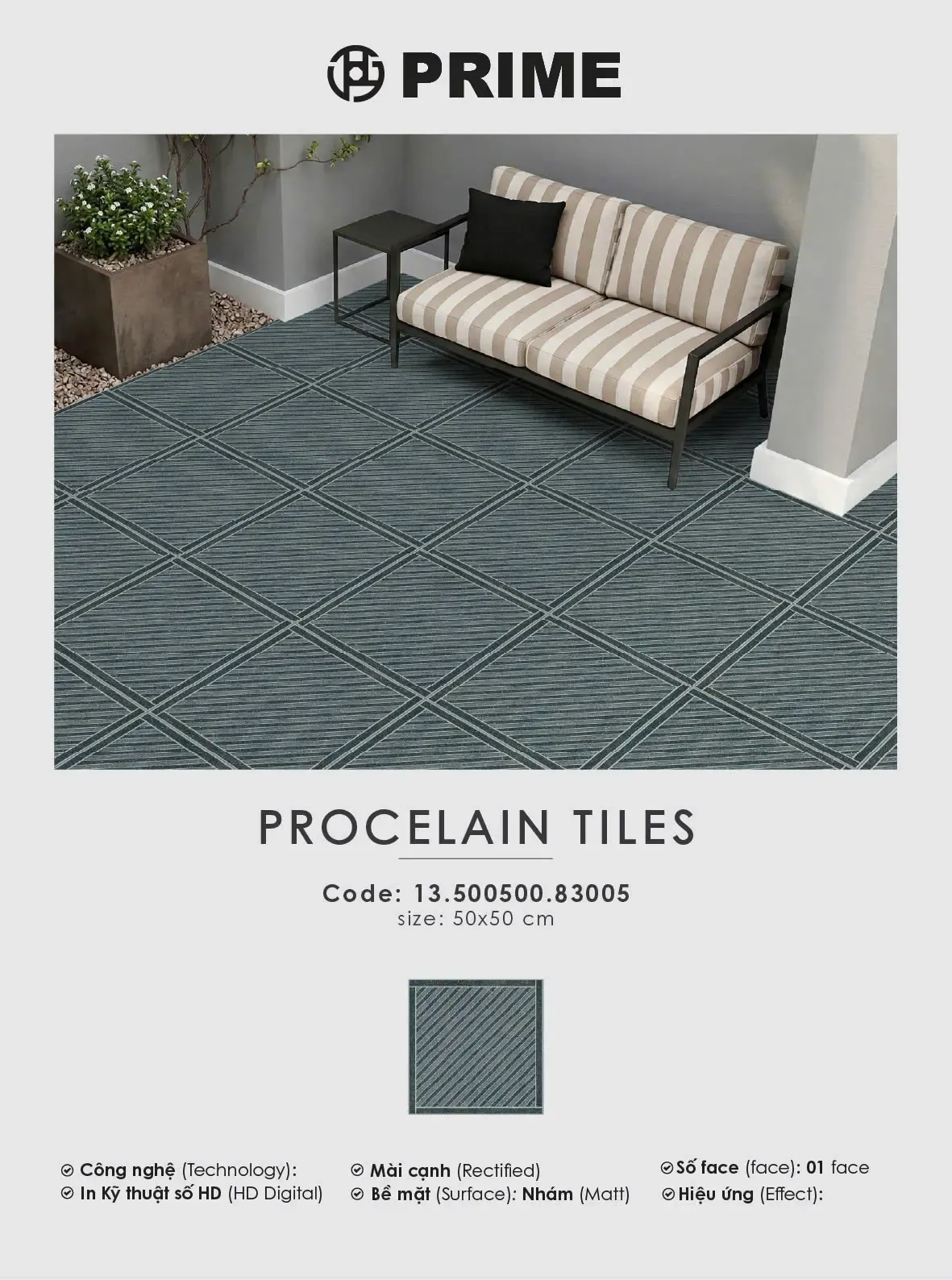 Gạch sân vườn Prime vân đá xám