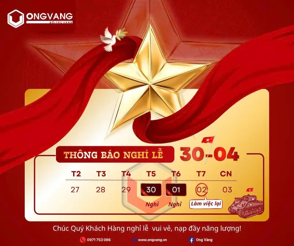 Thông báo lịch nghỉ lễ 30/04 - 01/05