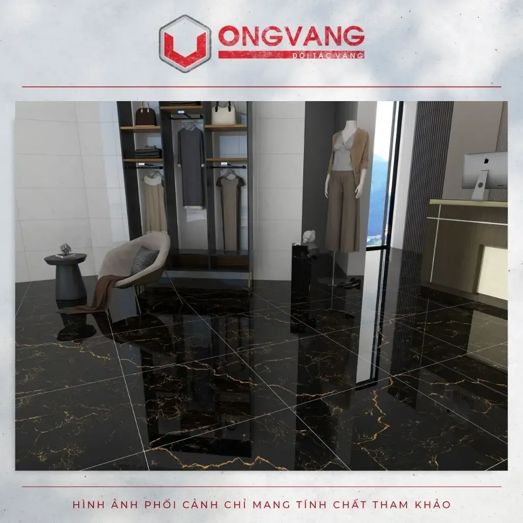 Gạch lát nền 80x80 đen vân đá