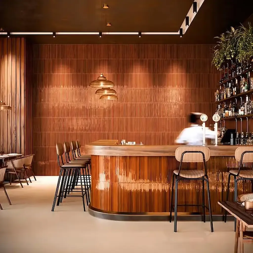 Gạch Mosaic gốm rạn ốp quầy bar