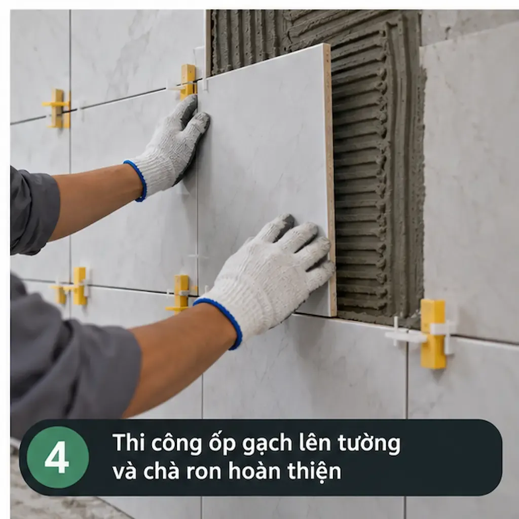 ốp gạch lên tường