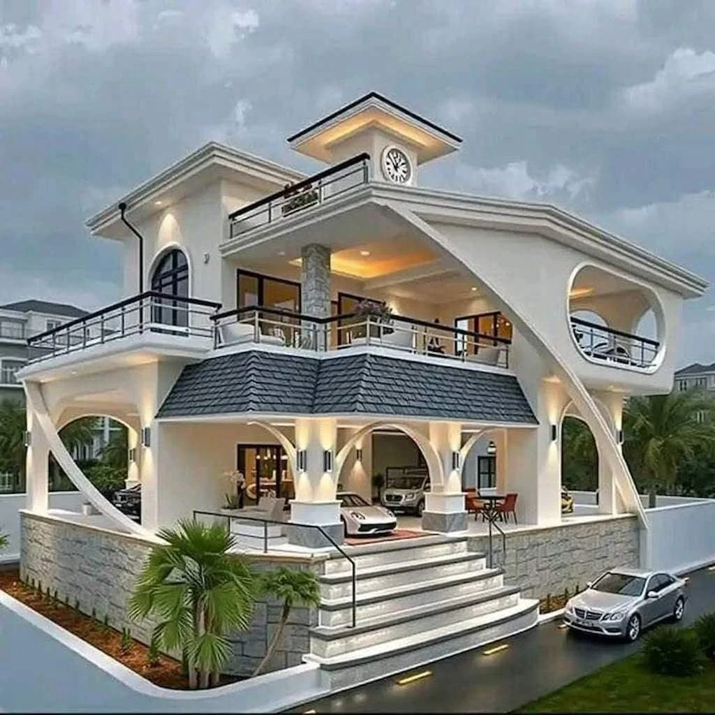Biệt thự lợp ngói sóng phẳng