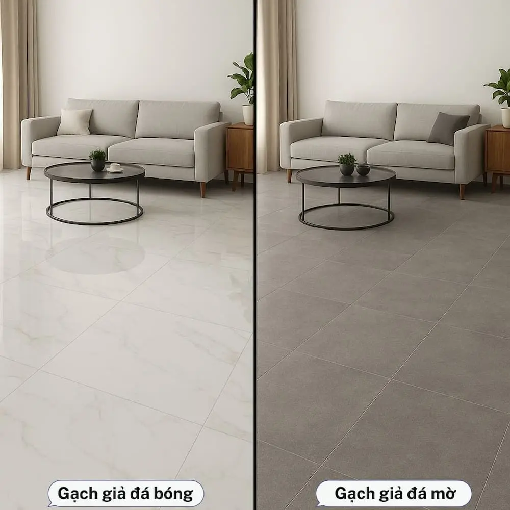 Gạch giả đá bóng và mờ